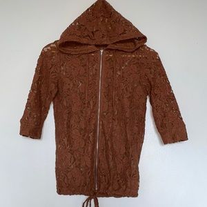 Urban Outfitters Staring at Stars Lace Zip Up Hooded Jacket Size XS